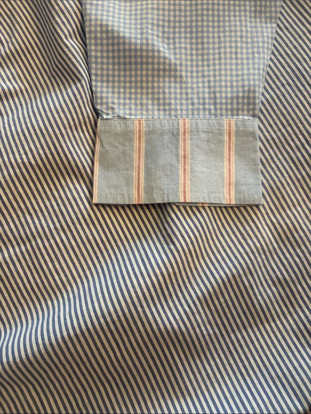 Lane Bryant Patchwork Button-Down Shirt in Light Blue, White & Red Gingham - Picture 7 of 7